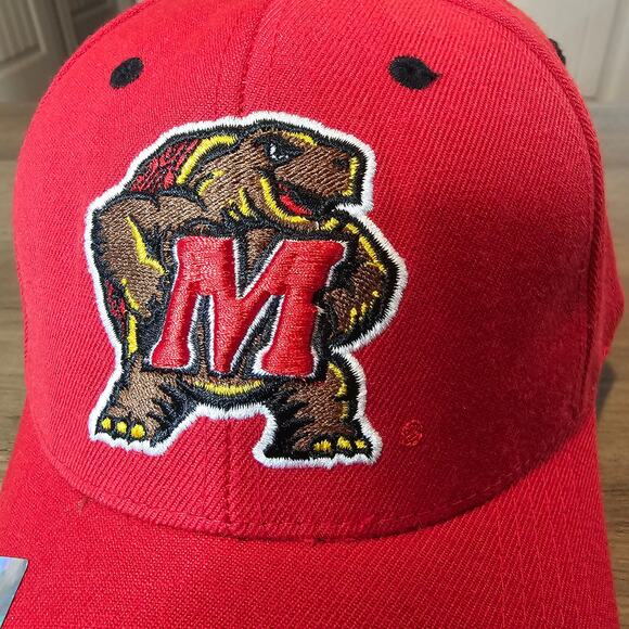 Vintage Maryland Terrapins Strapback Hat Cap Red NCAA Adjustable Wool ACC Terps - Picture 2 of 10